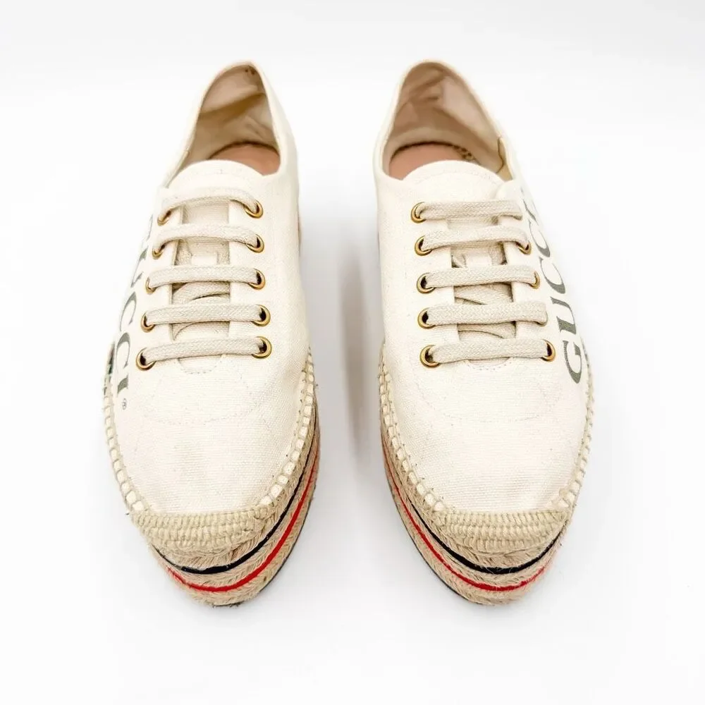 Gucci Lilibeth GG Platform Espadrille Sneakers Size 38 US 8 Women